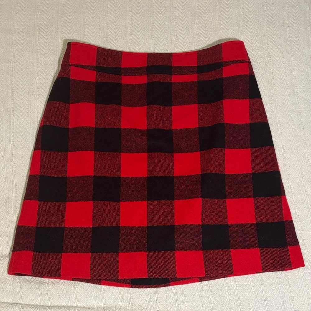 NWT - J. Crew Red and Black Checkered Mini Skirt